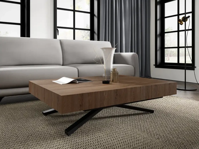 Ławostół rozkładany Sonic X 120-200 cm do salonu  - Truffle Brown Davos Oak