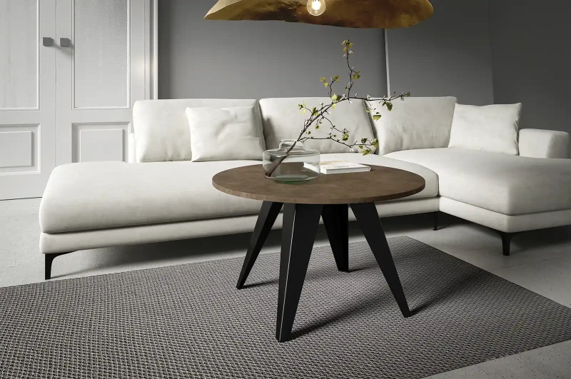 Stolik kawowy Alisse 75 cm do salonu - Dark Grey ChicagoConcrete