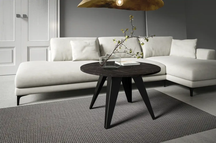 Stolik kawowy Alisse 75 cm do salonu - Black Pietra Grigia