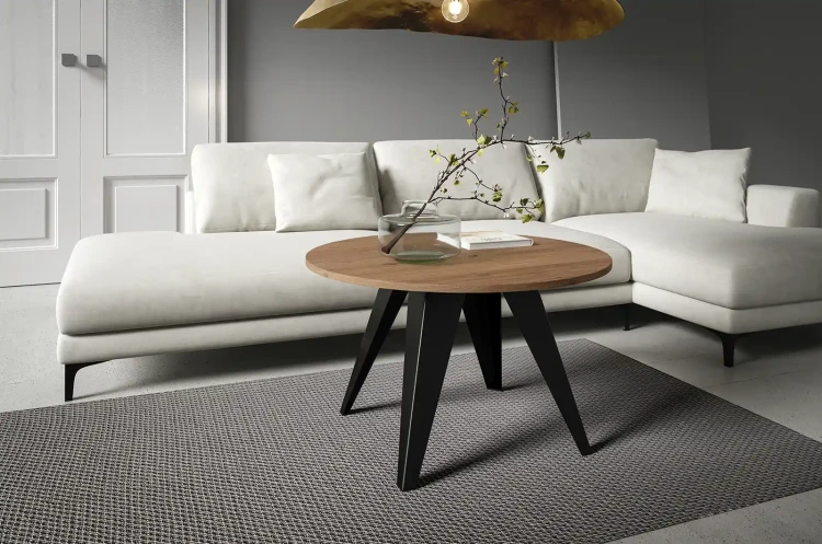 Stolik kawowy Alisse 75 cm do salonu - Anthracite Sherman Oak