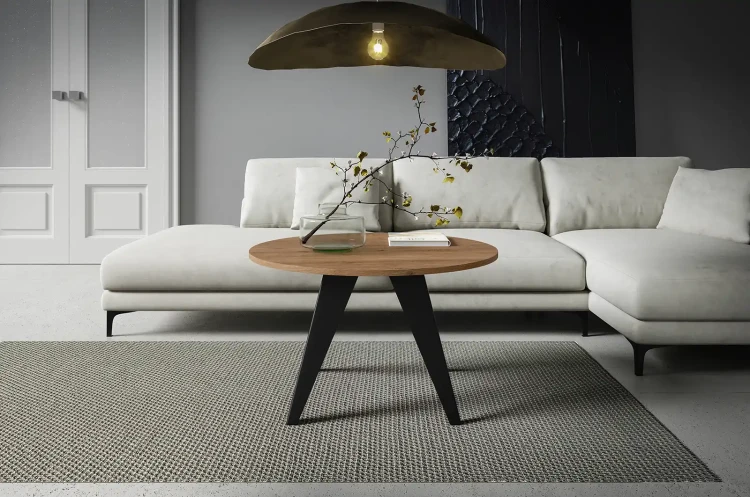 Stolik kawowy Alisse 75 cm do salonu - Truffle Brown Davos Oak