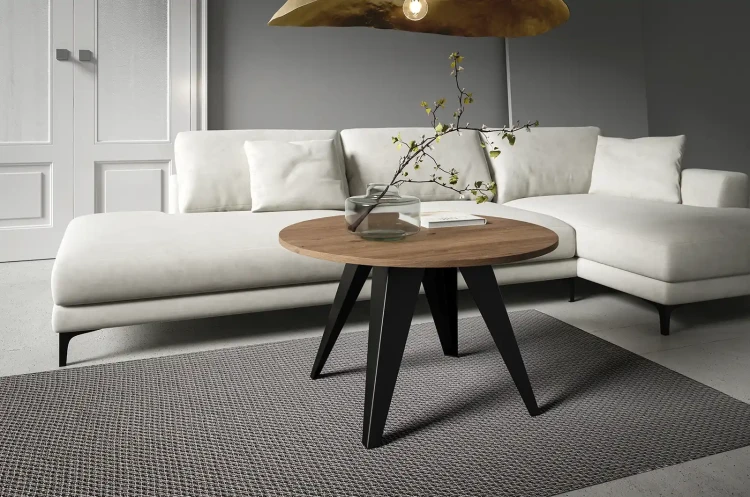 Stolik kawowy Alisse 75 cm do salonu - Truffle Brown Davos Oak