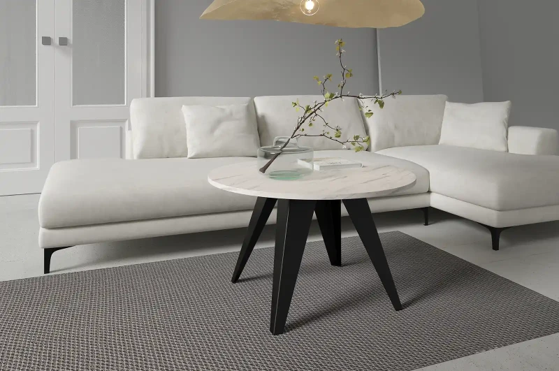 Stolik kawowy Alisse 75 cm do salonu - marmur bianco