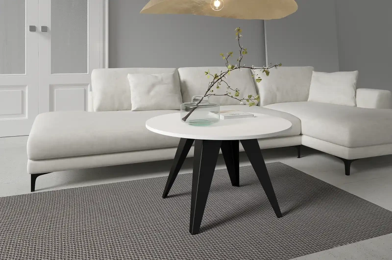 Stolik kawowy Alisse 75 cm do salonu - biel akrtyczna