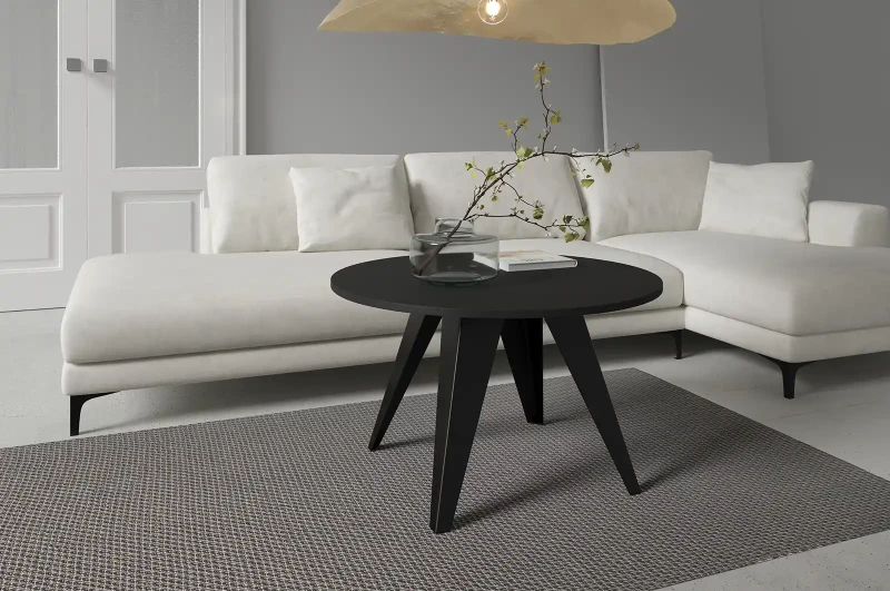 Stolik kawowy Alisse 75 cm do salonu - czarny molet