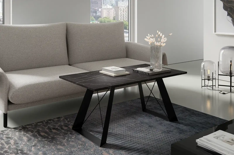 Stolik kawowy Sooma 120 cm do salonu -  Black Pietra Grigia