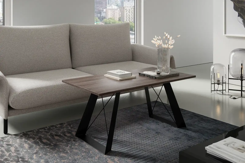 Stolik kawowy Sooma 120 cm do salonu - Anthracite Sherman Oak