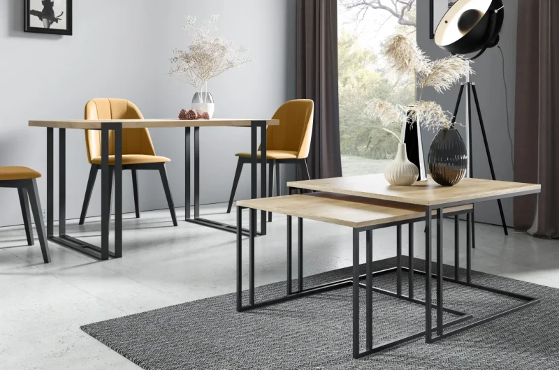 Zestaw stolików kawowych Alitu do salonu - Oak Craft