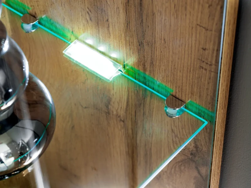 Meblościanka Try 210 cm z oświetleniem LED do salonu antracyt/dąb wotan