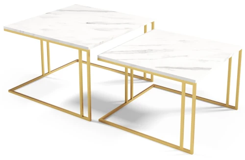 Zestaw stolików kawowych Alitu Złoty do salonu