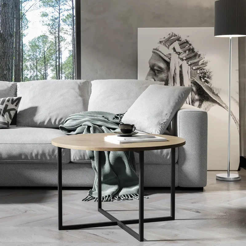 Stolik kawowy Trades 75 cm do salonu okrągły - Oak Craft