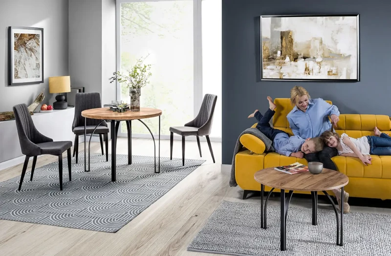 Stolik kawowy Tectonica 75 cm do salonu okrągły - Oak Craft