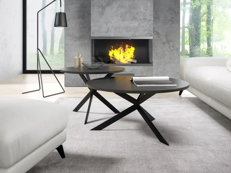 Zestaw stolików kawowych Camma do salonu - czarny