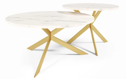 Zestaw stolików kawowych Camma Złoty do salonu