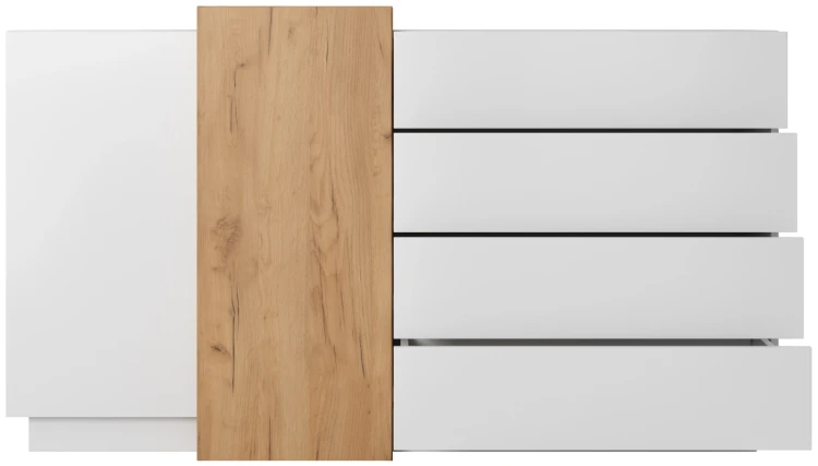 Komoda 3D z szufladami 160x45x93 cm biały + dąb craft złoty