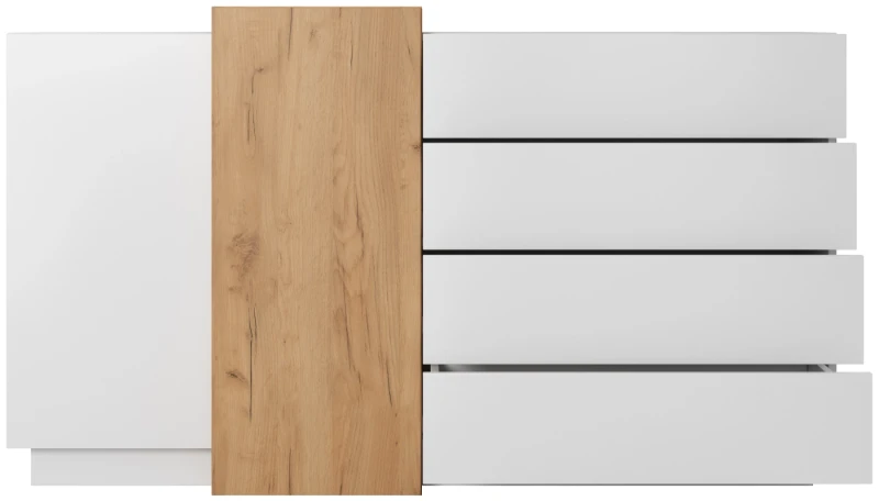 Komoda 3D z szufladami 160x45x93 cm biały + dąb craft złoty