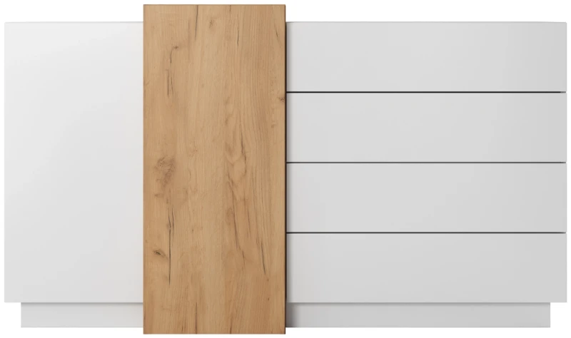 Komoda 3D z szufladami 160x45x93 cm biały + dąb craft złoty