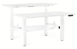 Biurko Fighter podwójne z elektryczną regulacją wysokości i panelem LED 140x70 cm Biały