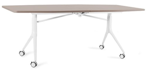 Biurko Carl Table 200x100 cm z funkcją składania na kółkach Beżowy