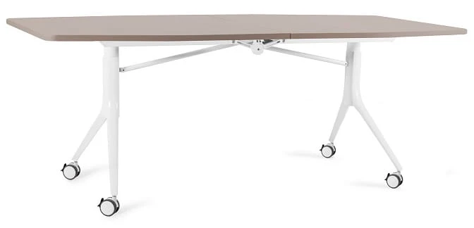 Biurko Carl Table 200x100 cm z funkcją składania na kółkach Beżowy