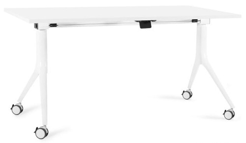 Biurko Carl 150x80 cm z funkcją składania na kółkach Biały