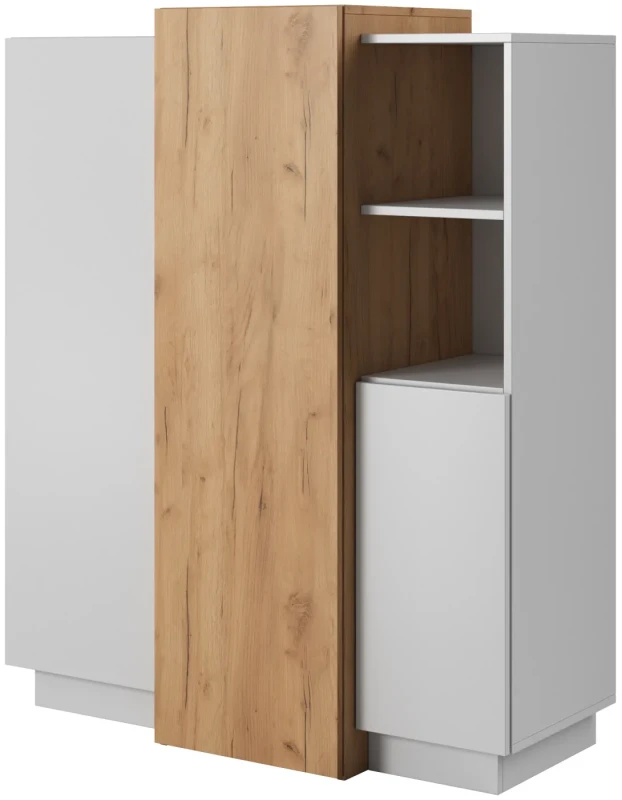 Komoda 3D 110x133x45 cm biały + dąb craft złoty