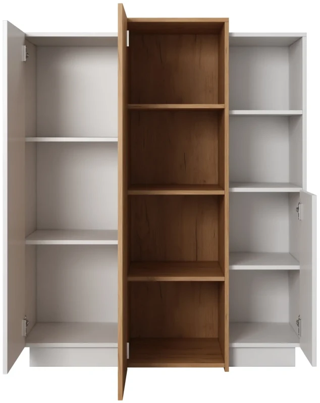 Komoda 3D 110x133x45 cm biały + dąb craft złoty