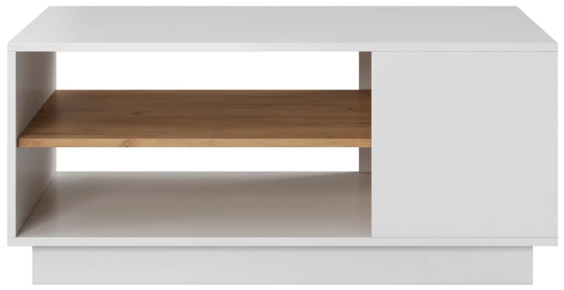 Stolik kawowy 3D z półkami 100 cm biały + dąb craft złoty