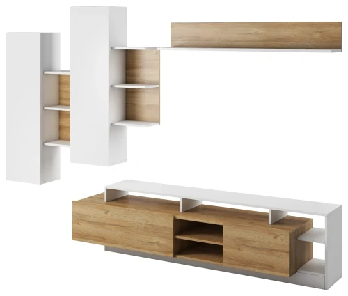 Meblościanka Alva nowoczesna dąb grandson + biały