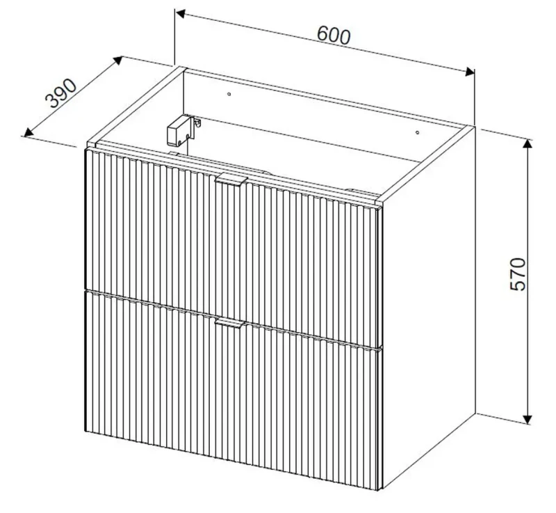 Szafka pod umywalkę 60 cm LINE REED GREEN szałwiowy - wymiary
