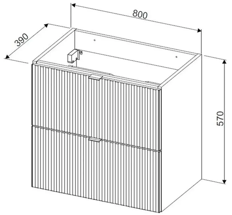 Szafka pod umywalkę 80 cm LINE REED GREEN szałwiowy - wymiary
