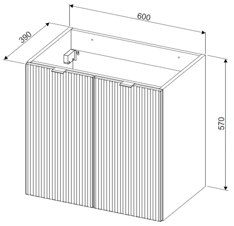 Szafka pod umywalkę 60 cm LINE REED GREEN 2 drzwi szałwiowy  - wymiary