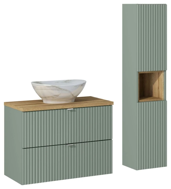 Zestaw mebli łazienkowych LINE REED GREEN z szafką pod umywalkę 80 cm - 5 elementów