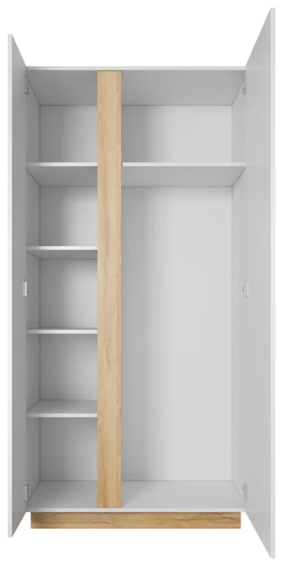 Szafa Arco wąska 96 cm biały połysk + dąb grandson