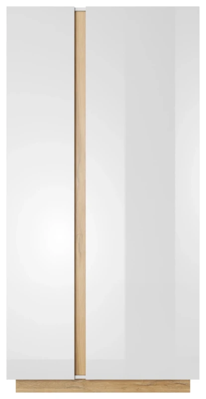 Szafa Arco wąska 96 cm biały połysk + dąb grandson
