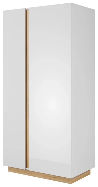 Szafa Arco wąska 96 cm biały połysk + dąb grandson