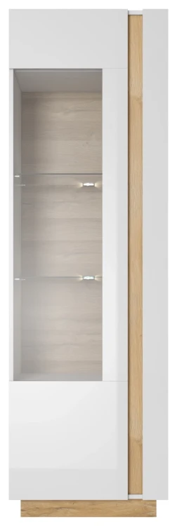 Witryna Arco wysoka 60 cm biały połysk + dąb grandson