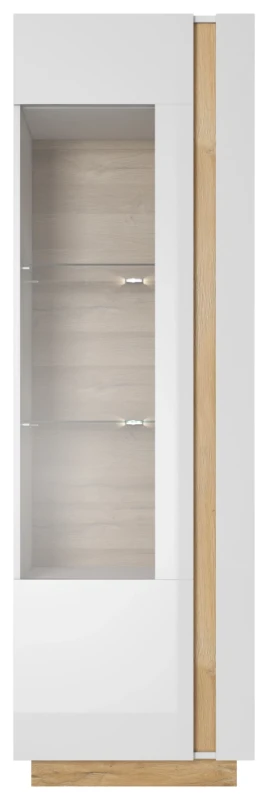 Witryna Arco wysoka 60 cm biały połysk + dąb grandson