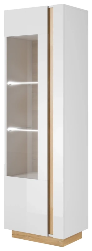 Witryna Arco wysoka 60 cm biały połysk + dąb grandson
