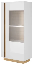 Witryna Arco niska 72 cm biały połysk + dąb grandson