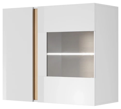 Witryna Arco wisząca 96 cm biały połysk + dąb grandson