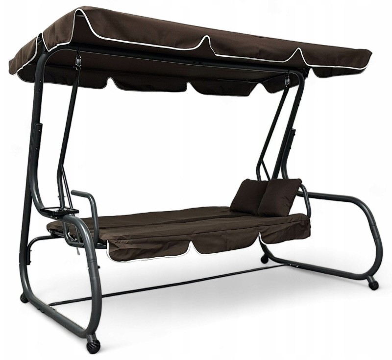 Huśtawka ogrodowa rozkładana Korda XXL duża Brąz
