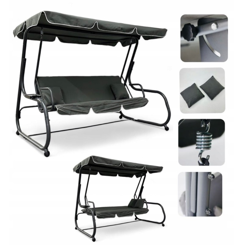 Huśtawka ogrodowa rozkładana Korda XXL duża