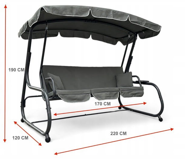 Huśtawka ogrodowa rozkładana Korda XXL duża - wymiary