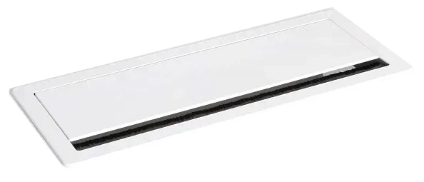 Aluminiowa maskownica kabli CF-A otwierana do biurka z nylonowym włosiem Biały