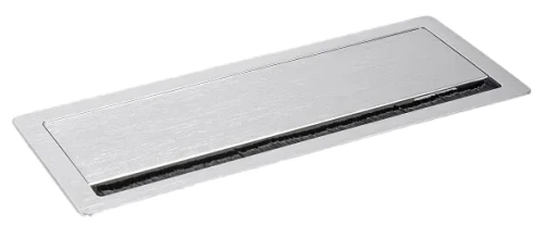 Aluminiowa maskownica kabli CF-A otwierana do biurka z nylonowym włosiem Srebrny