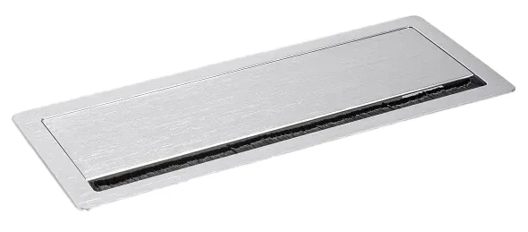 Aluminiowa maskownica kabli CF-A otwierana do biurka z nylonowym włosiem Srebrny