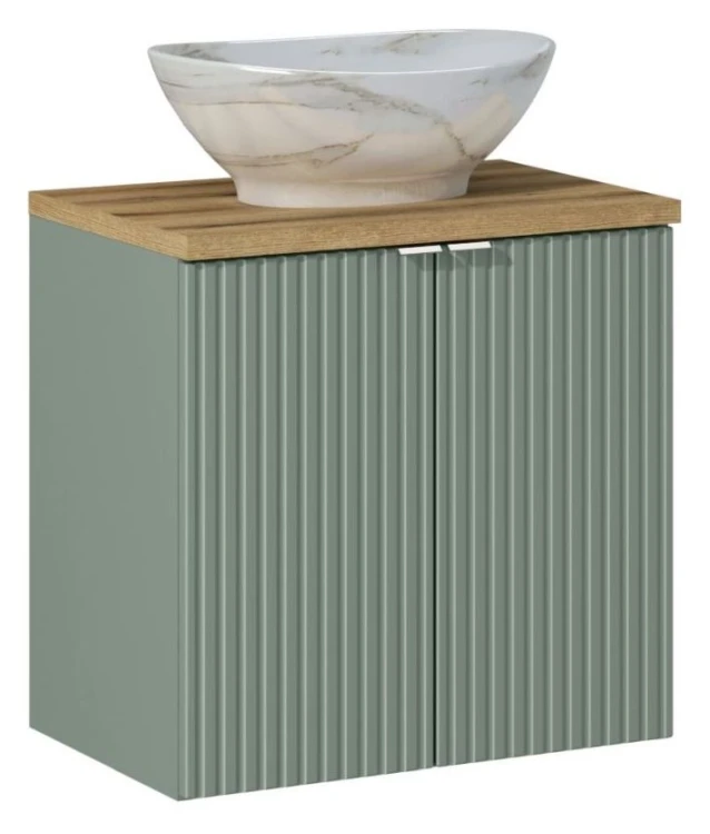 Zestaw mebli łazienkowych LINE REED GREEN szafka 60 cm 2 drzwi z umywalką Pati i blatem 60 cm