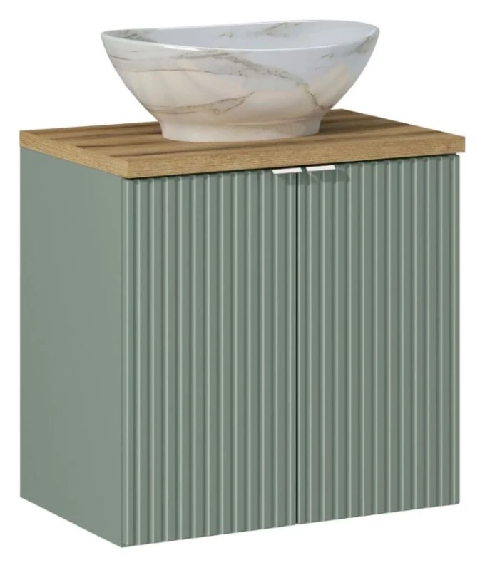 Zestaw mebli łazienkowych LINE REED GREEN szafka 60 cm 2 drzwi z umywalką Pati i blatem 60 cm