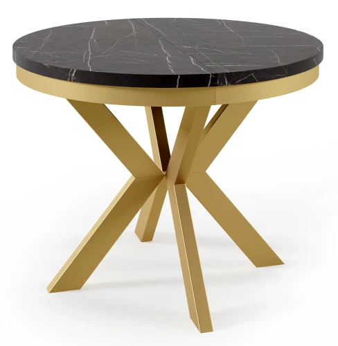 Stół rozkładany Lande Złoty z obręczą 100-176 cm do jadalni salonu okrągły